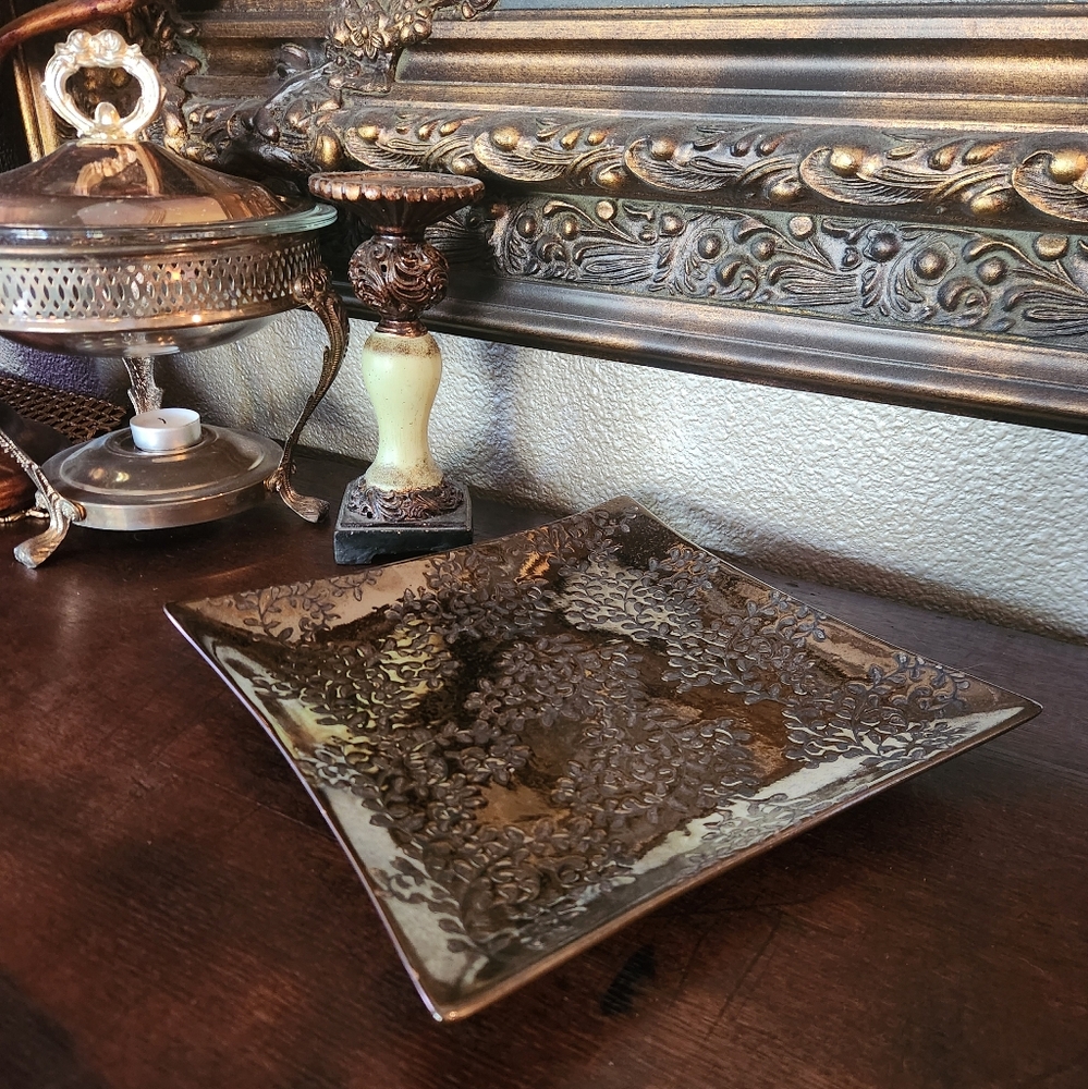 Elegant Brown Decorative Square Plate